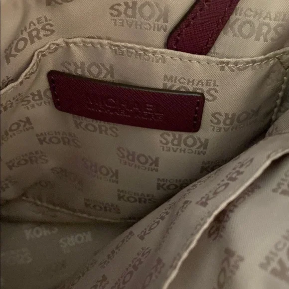 Michael Kors Red Leather Tote with Gold Charm - Picture 7 of 12